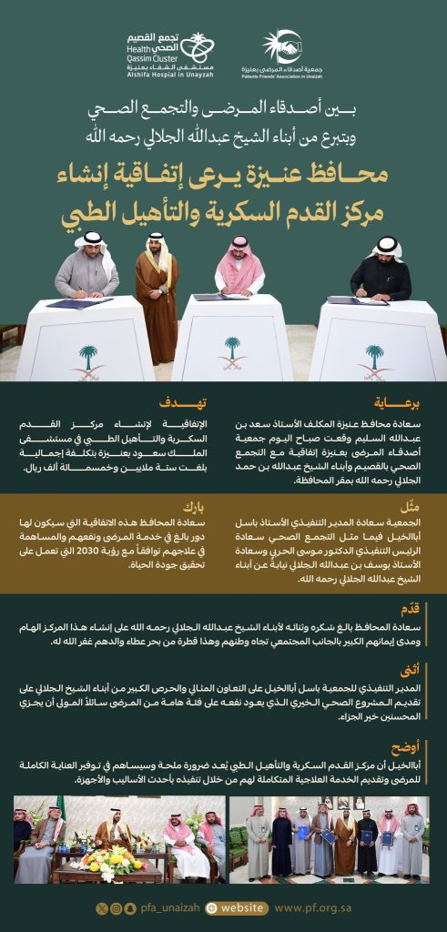 إتفاقية إنشاء مركز القدم السكرية والتأهيل الطبي