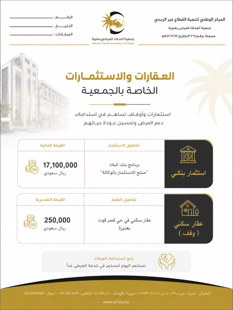 قائمة عقارات وإستثمارات الجمعية